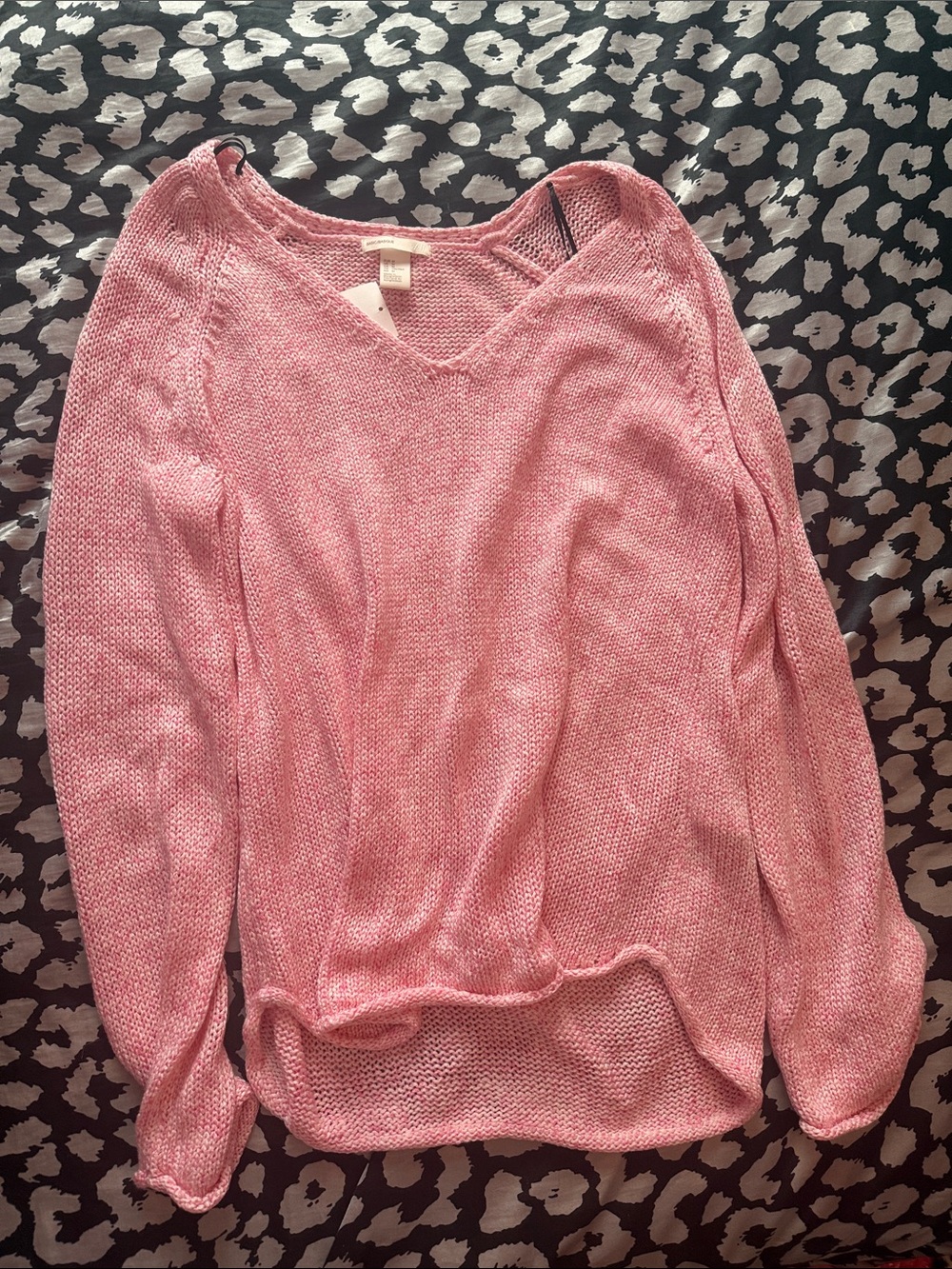 H&M Pink V-Neck Lightweight Knit Sweater